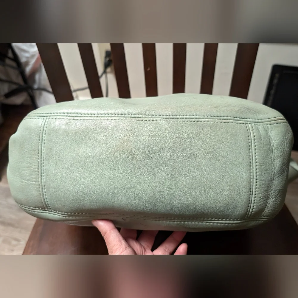 Vintage Coach leather soho zip boho shoulder bag aqua green M6H-4161,made in USA - Picture 9 of 16